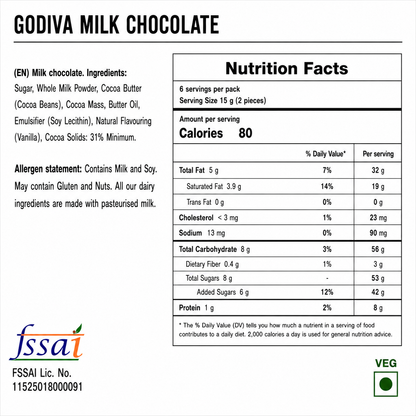 Godiva Milk Chocolate 90gm Imported From Switzerland
