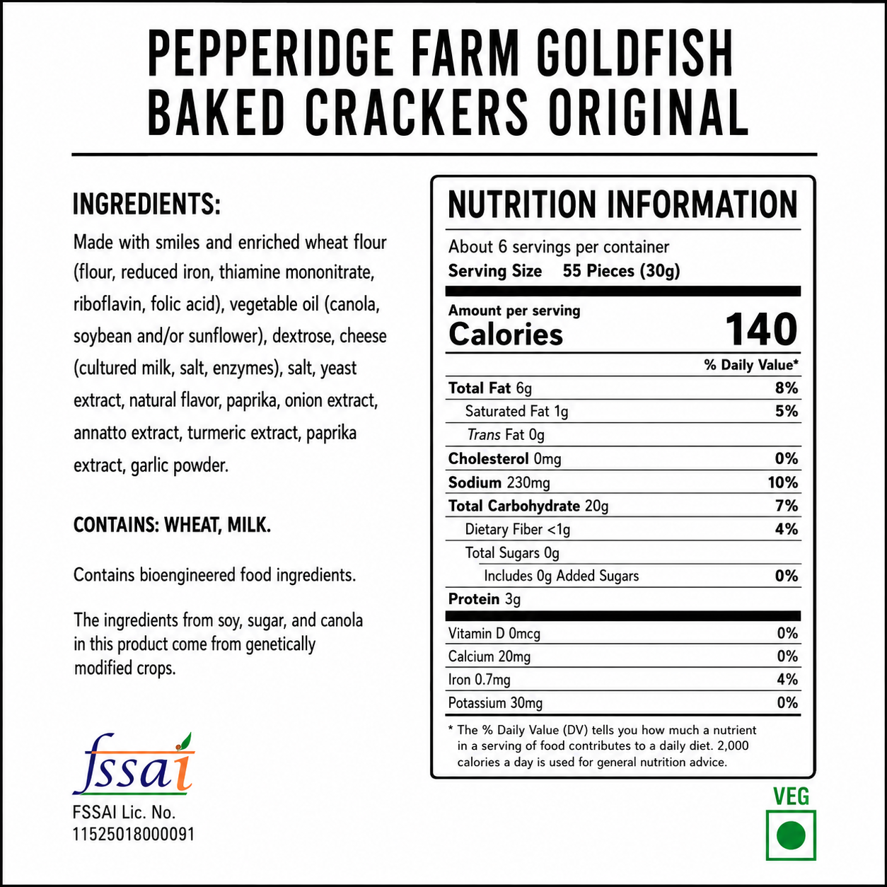 Pepperidge Farm Goldfish Baked Crackers Original 187gm Imported From USA - Nosh Products