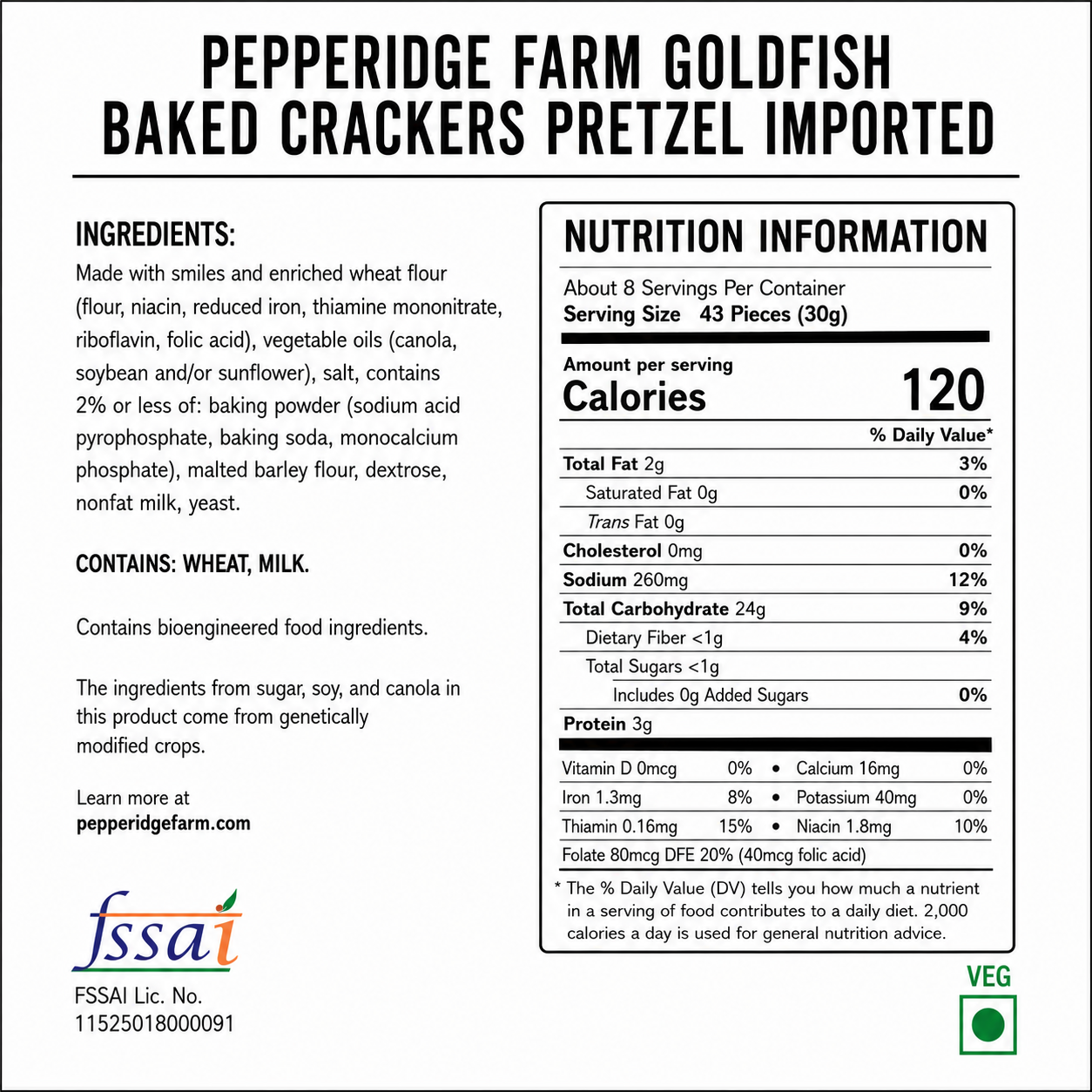 Pepperidge Farm Goldfish Baked Crackers Pretzel 187gm Imported From USA - Nosh Products