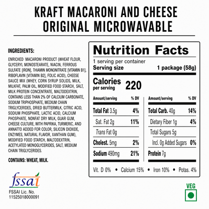 Kraft Macaroni And Cheese Original Microwavable 58gm Imported From USA Cup - Nosh Products