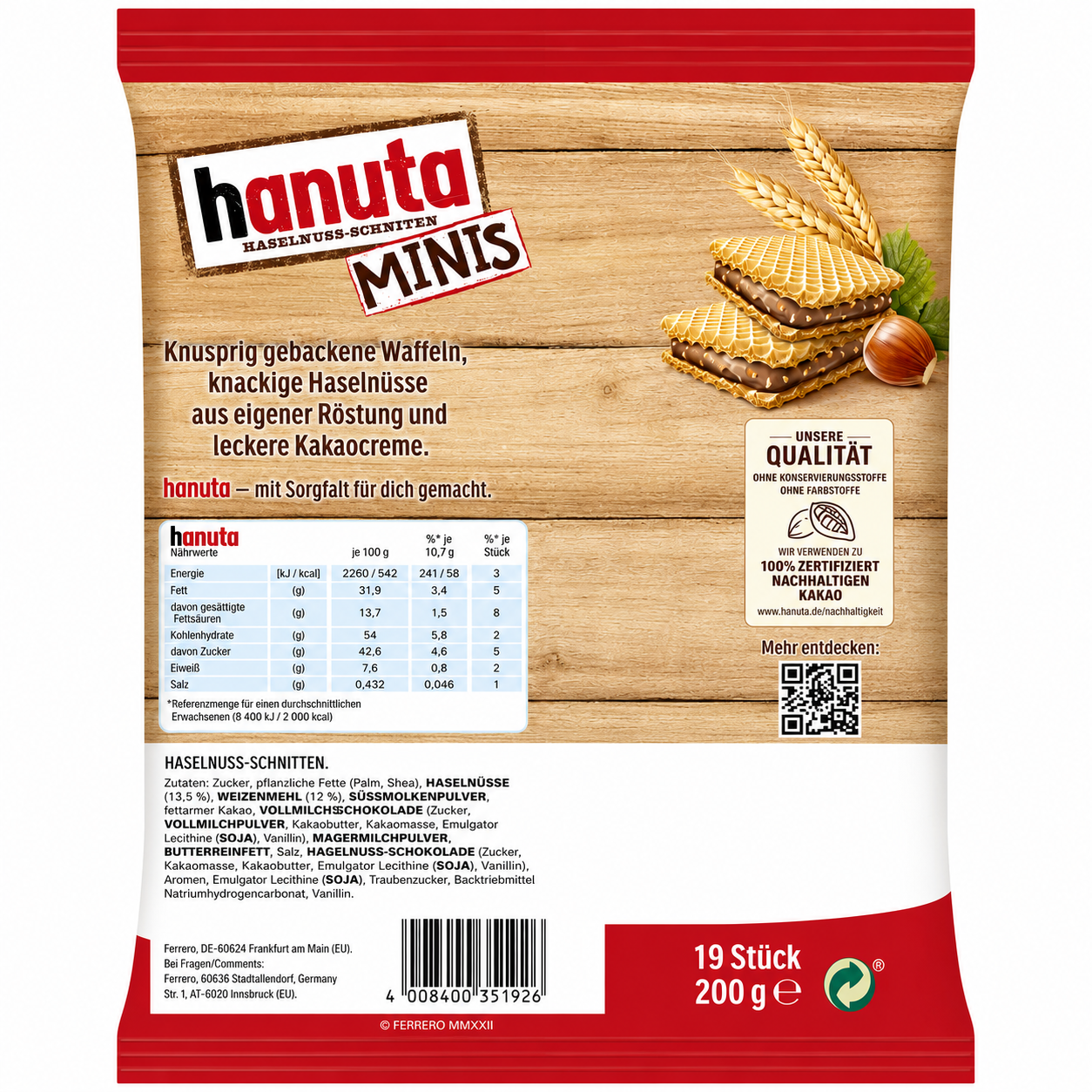 Ferrero Hanuta Mini 200gm Imported From Europe