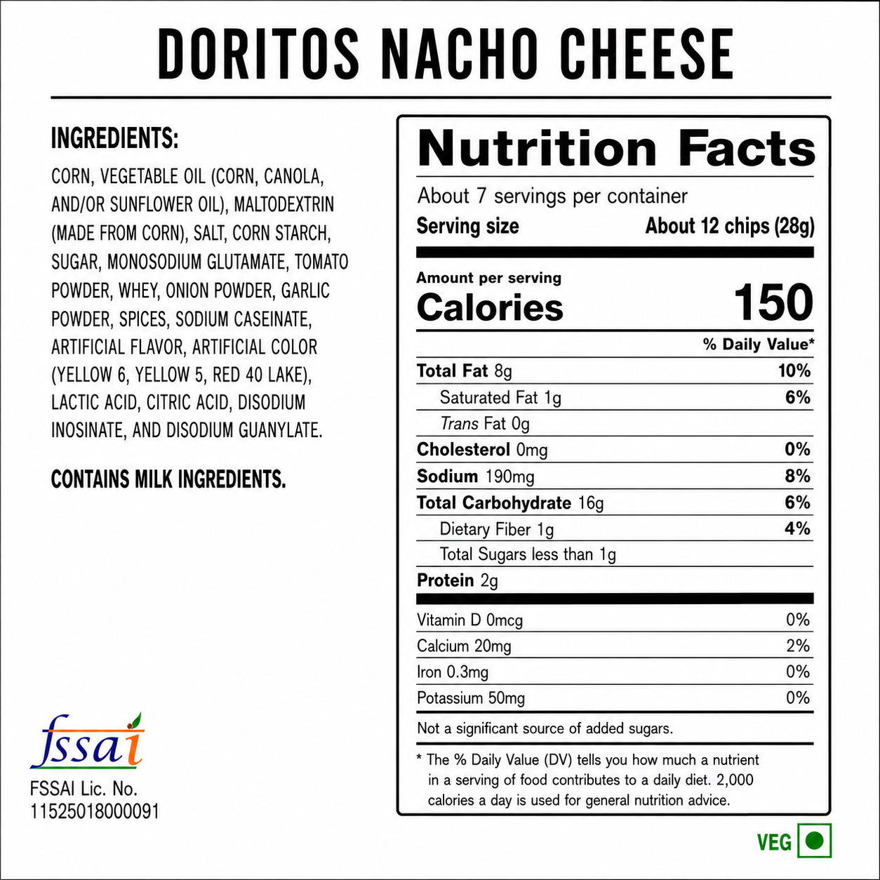 Doritos Nacho Cheese 198gm Imported From USA