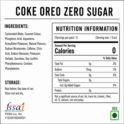 Coke Oreo Zero Sugar 250ml Imported From UK - Nosh Products