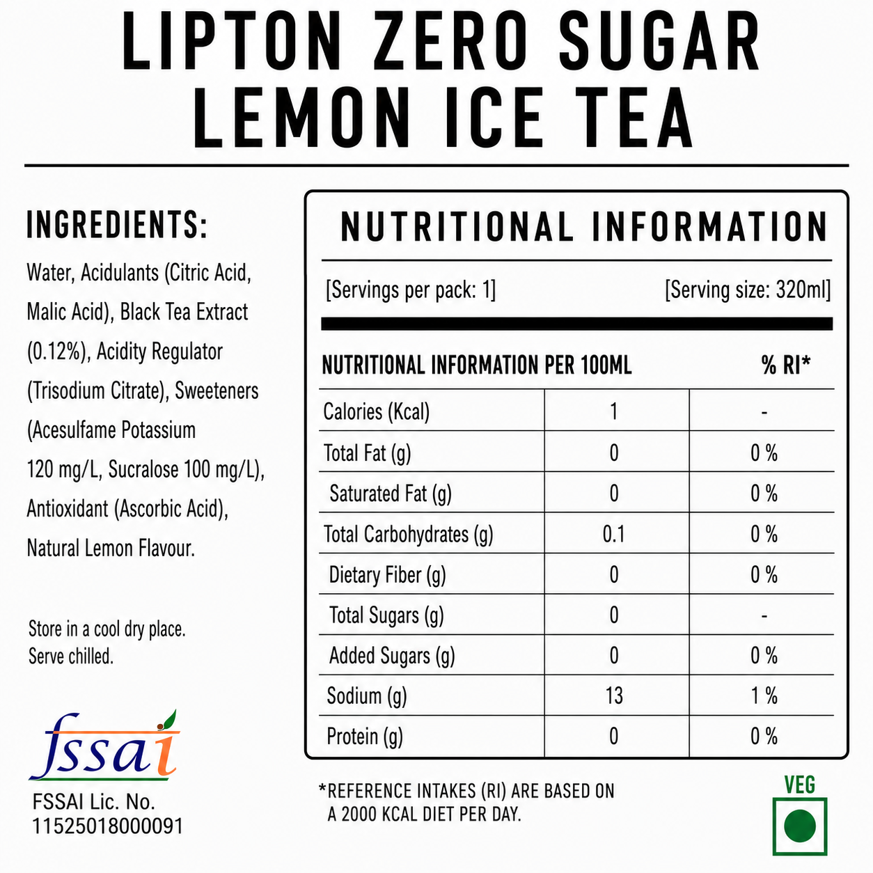 Lipton Iced Tea Lemon Zero Sugar 330ml Imported From Thailand - Nosh Products
