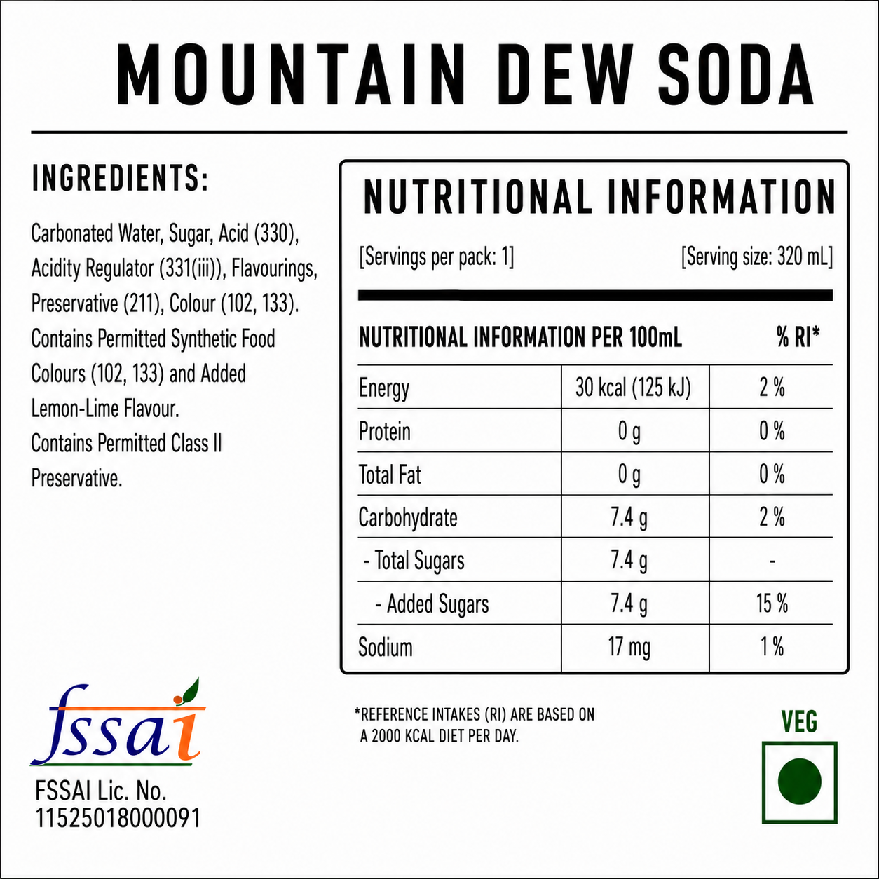 Mountain Dew Soda 320ml Imported From Asia - Nosh Products