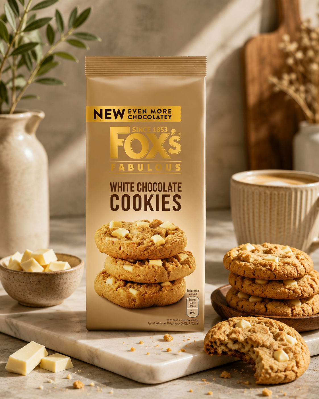 Fox White Chocolate Chip Cookies 180gm Imported From UK - Nosh Products