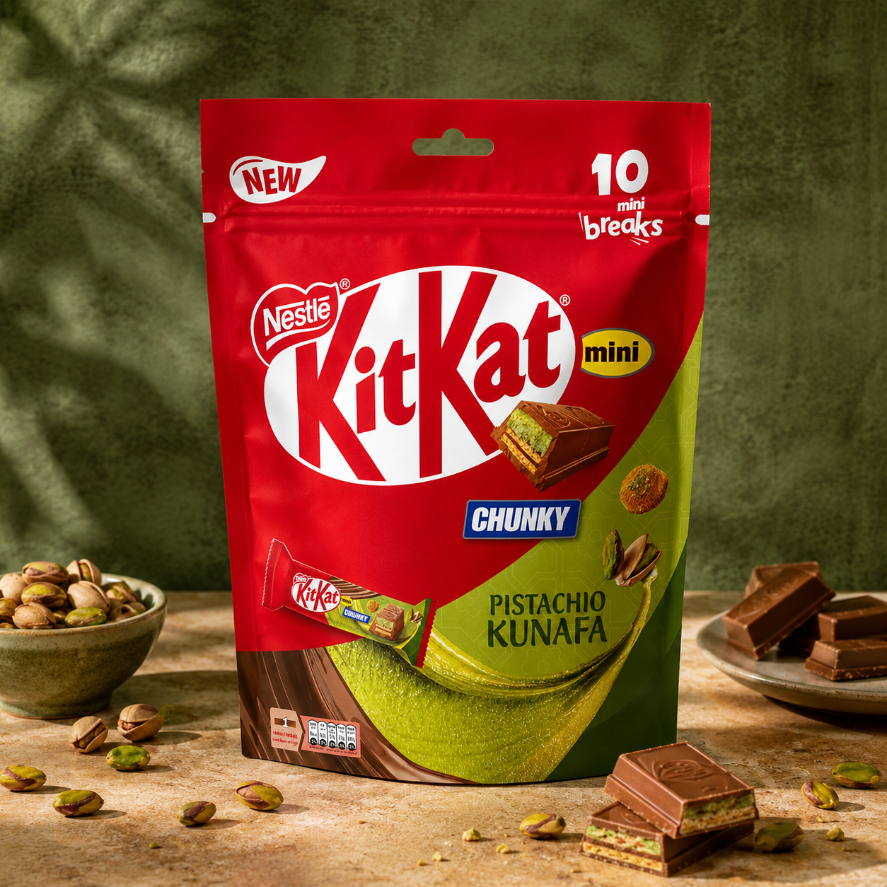 Kit Kat Pistachio Kunafa Limited Edition Chocolate 166gm Imported From UAE - Nosh Products