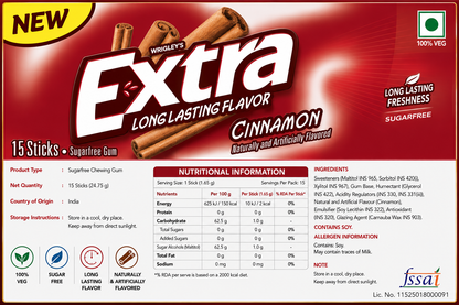 Extra Gum Cinnamon Chewing Imported From USA