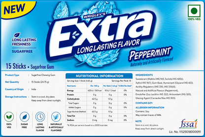 Extra Gum Peppermint Chewing Gum Imported From USA