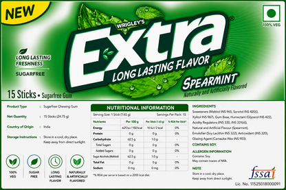 Extra Gum Spearmint Chewing Gum Imported From USA