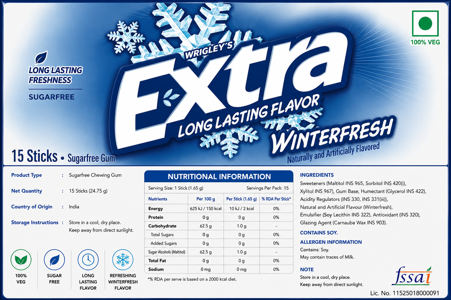 Extra Gum Winter Fresh Chewing Gum Imported From USA