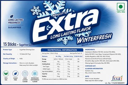 Extra Gum Winter Fresh Chewing Gum Imported From USA