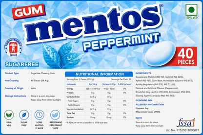 Mentos White Peppermint Chewing Gum Imported From USA/UK - Nosh Products