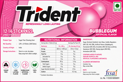 Trident Bubblegum Chewing Gum
