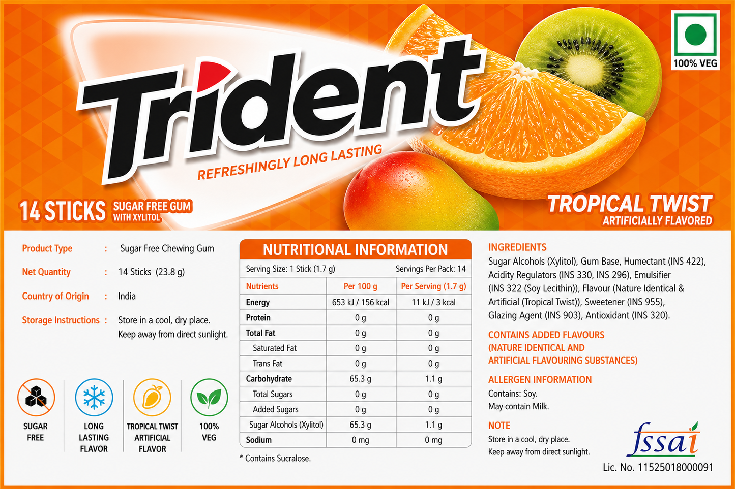 Trident Tropical Twist Chewing Gum