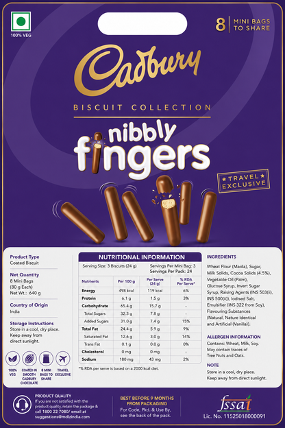 Cadbury Nibbly Fingers Travel Exclusive 280gm Imported From UK - Nosh Products