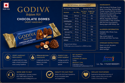 Godiva Dome Crispy Hazelnut Pack Of 6 Imported From Switzerland - Nosh Products