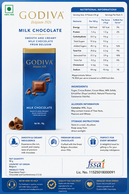 Godiva Milk Chocolate 90gm Imported From Switzerland - Nosh Products