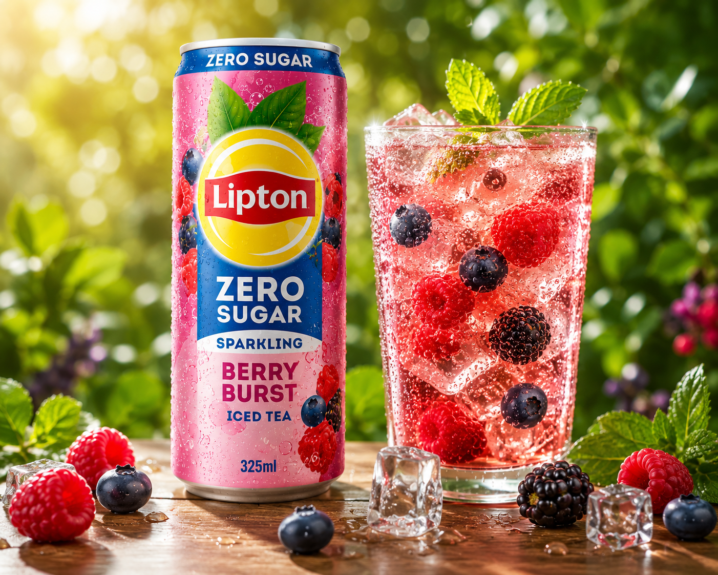 Lipton Zero Sugar Sparkling Berry Burst Iced Tea 325ml - Nosh Products