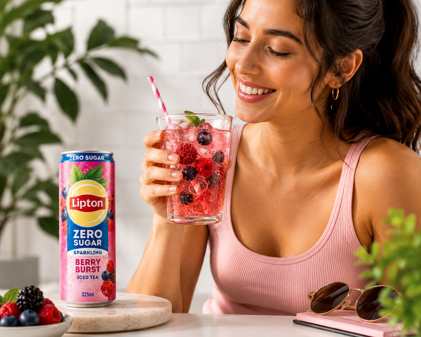 Lipton Zero Sugar Sparkling Berry Burst Iced Tea 325ml - Nosh Products