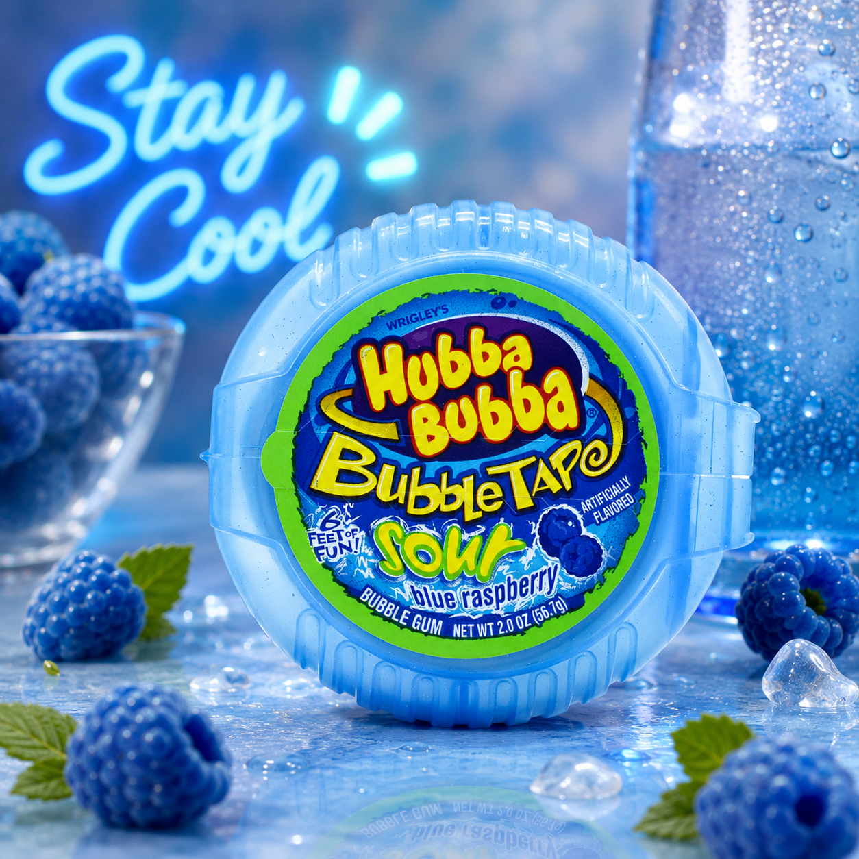 Hubba Bubba Tape Sour Blue Raspberry Chewing Gum 56gm - Nosh Products
