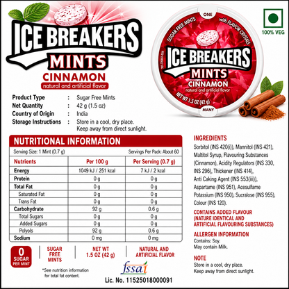 Icebreakers Mints Cinnamon 42gm - Nosh Products