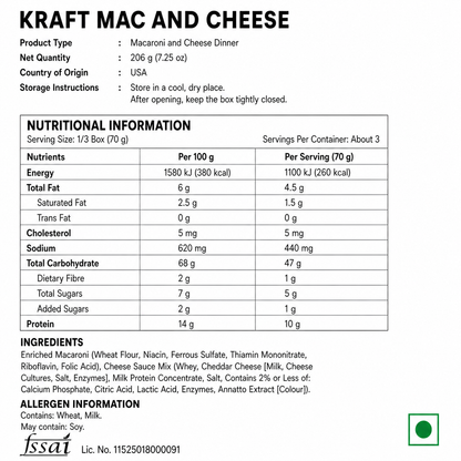Kraft Macaroni And Cheese Original Dinner Box 156gm - Nosh Products