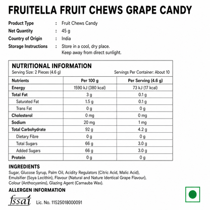 Fruitella Fruit Chews Grape Candy 45gm - Nosh Products