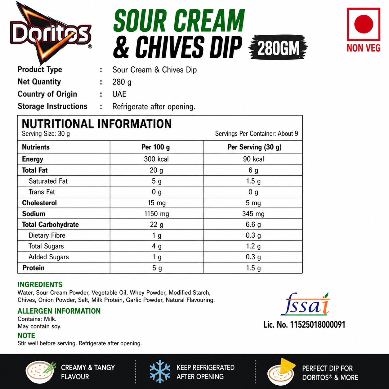 Doritos Sour Cream And Chives Dip 300gm - Nosh Products