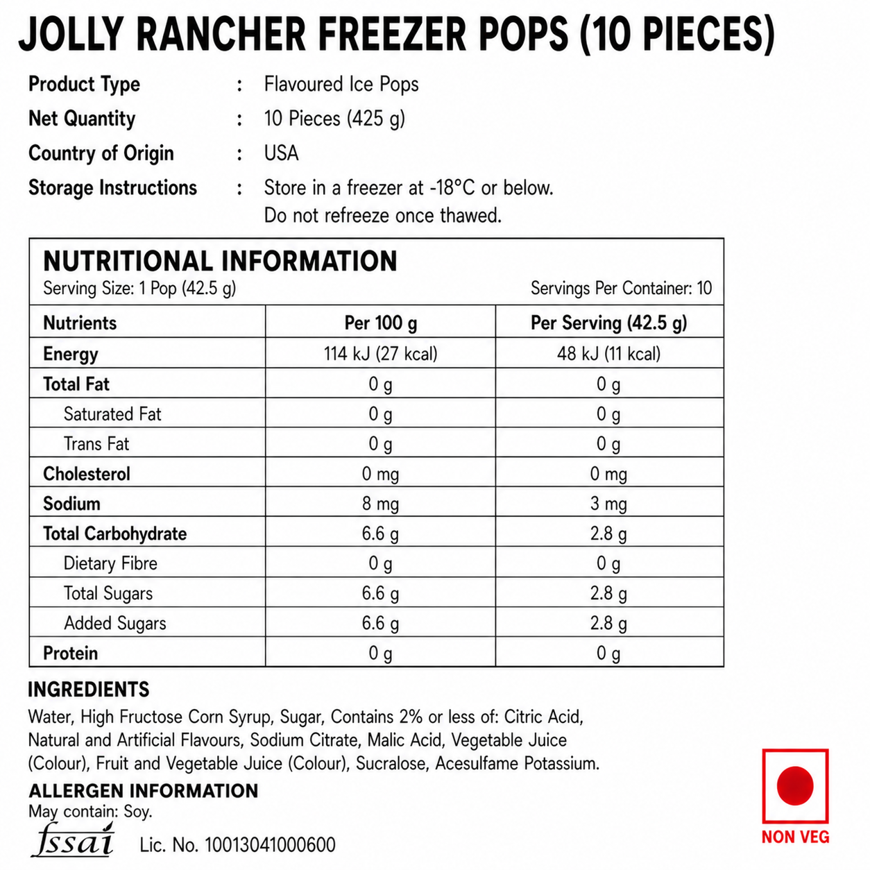 Jolly Rancher Freezer Pops (10 Pieces) - Nosh Products