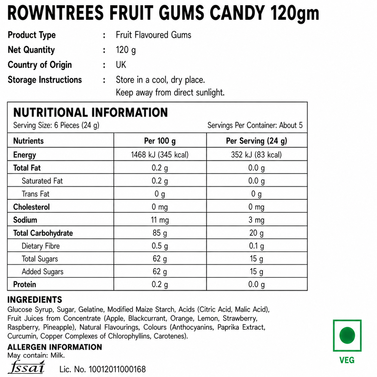 Rowntrees Fruit Gums Candy 120gm - Nosh Products