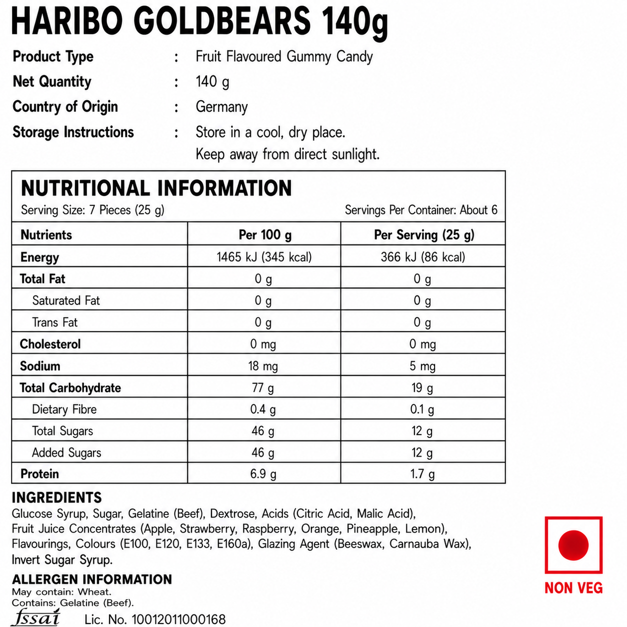 Haribo Goldbear Gummy Bear Candy 140gm - Nosh Products