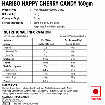 Haribo Happy Cherry Candy 160gm - Nosh Products