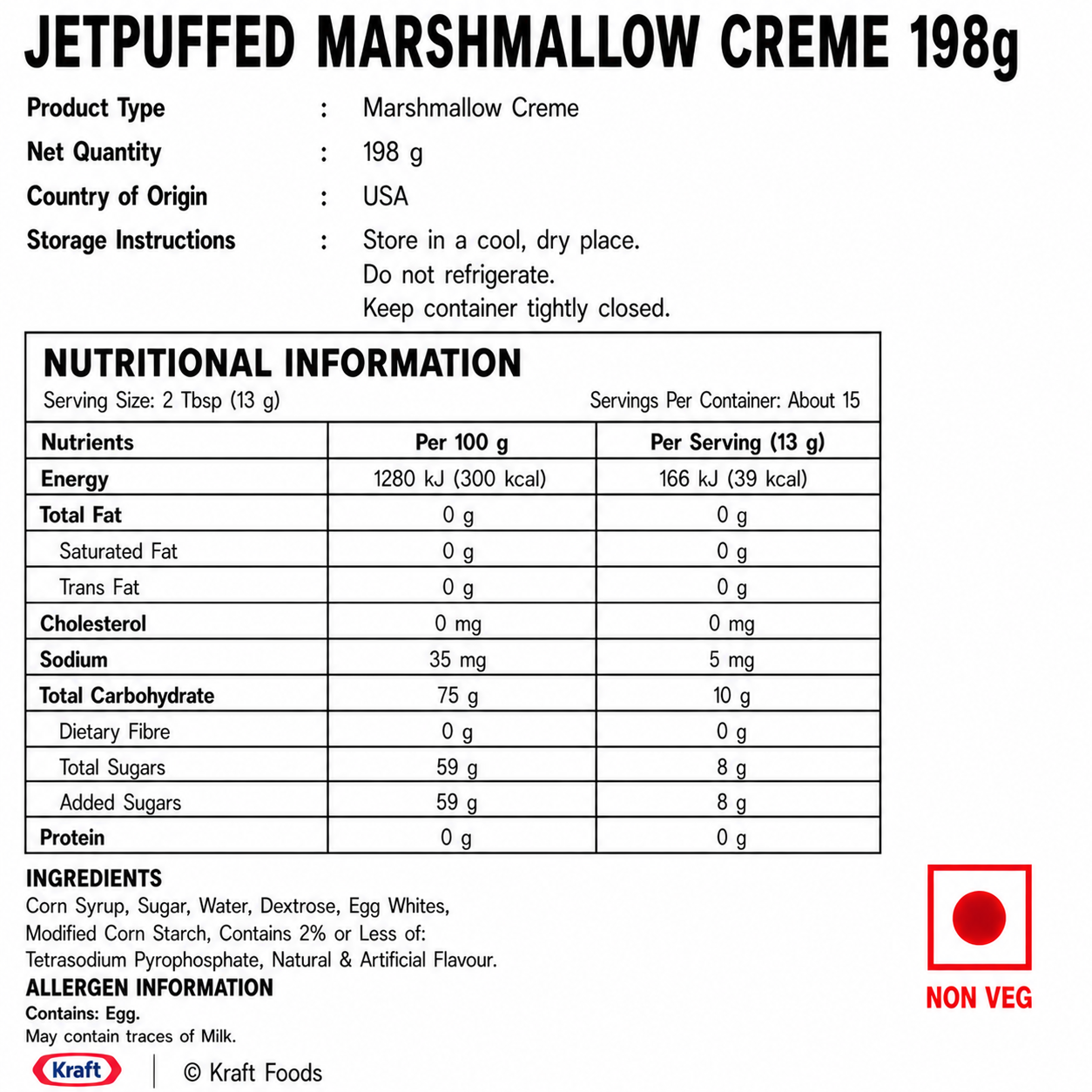 Jetpuffed Marshmallow Creme 198gm - Nosh Products