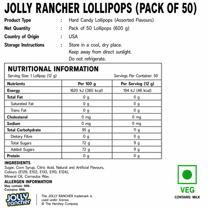 Jolly Rancher Lollipops (Pack Of 50) - Nosh Products