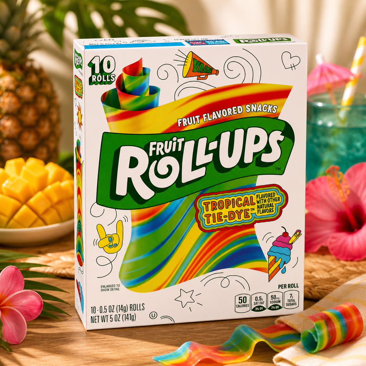 Fruit Roll Ups Tropical Tie-Dye Candy 141gm - Nosh Products