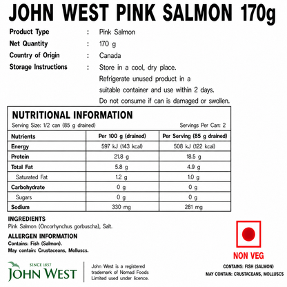 John West Pink Salmon 170gm - Nosh Products