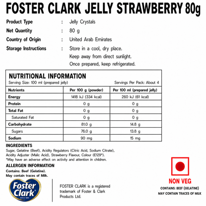 Foster Clark Jelly Strawberry 80gm - Nosh Products