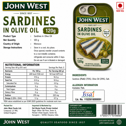 John West Sardine In Olive Oil 120gm - Nosh Products