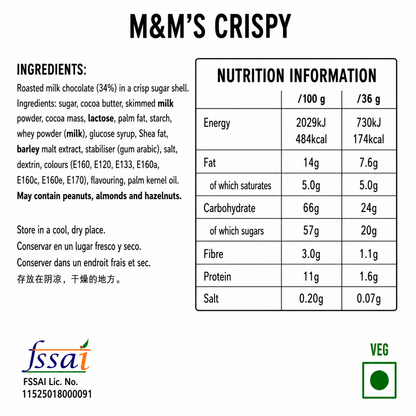 M&M Crispy 36gm (Pack of 24) Imported From USA