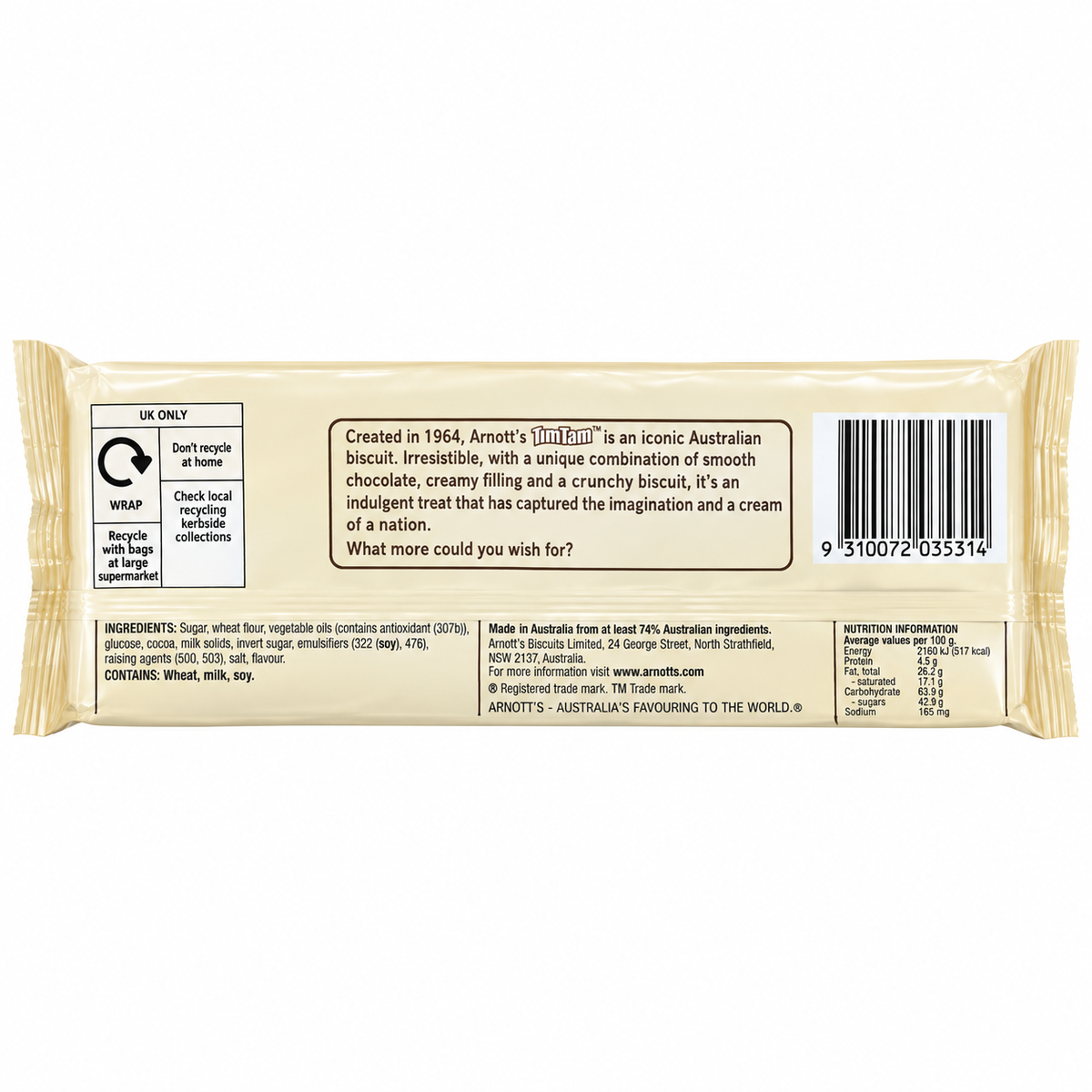 Tim Tam White Chocolate Cookies 200gm