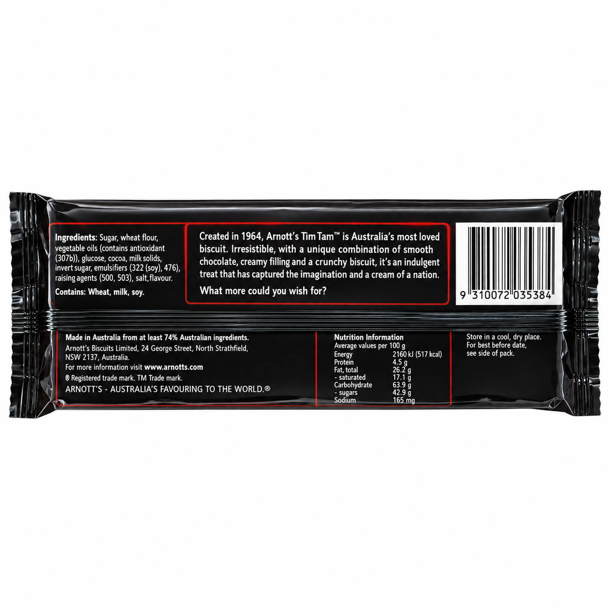 Tim Tam Dark Chocolate Cookies 200gm