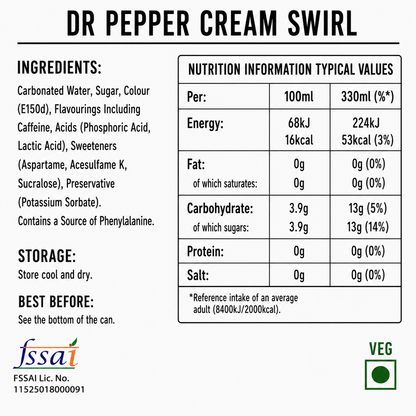 Dr Pepper Cream Swirl 330ml Imported From UK