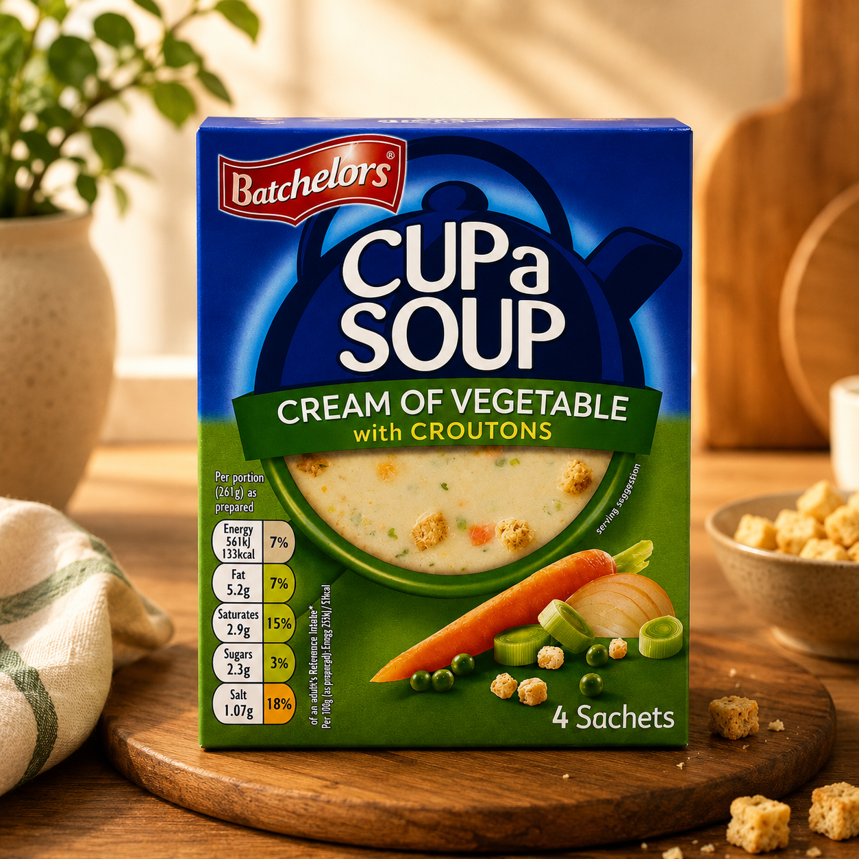 Batchelor's Cup-A-Soup Cream Of Vegetable (4 Cups) Imported From UK