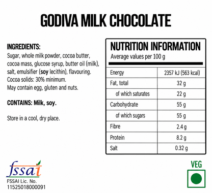 Godiva Milk Chocolate 60gm