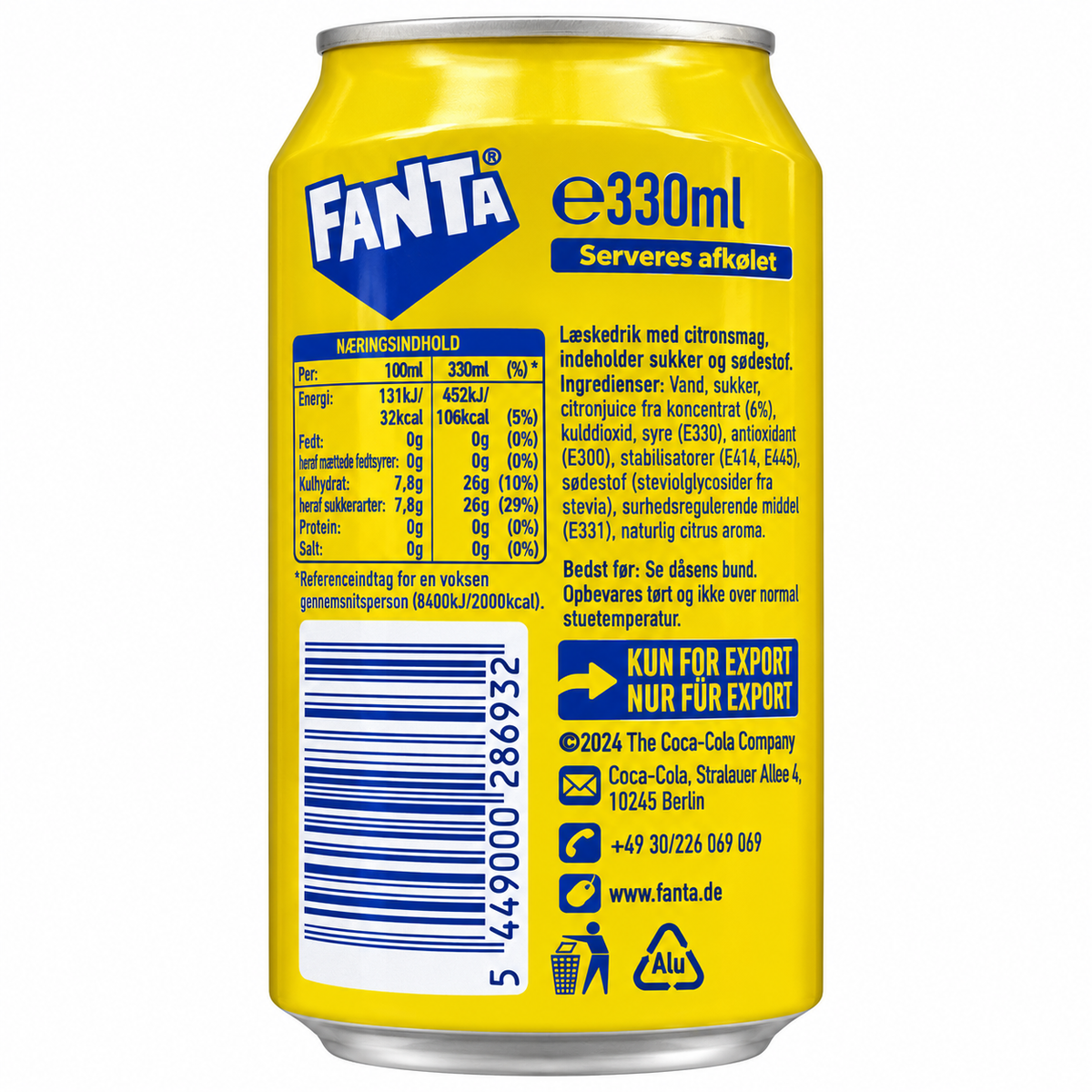 Fanta Lemon Soda 330ml Imported From UK