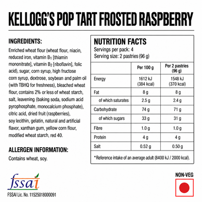 Kellogg's Pop Tart Frosted Raspberry 384gm Imported From USA