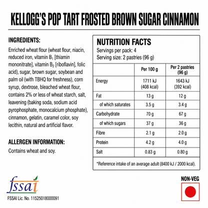 Kellogg's Pop Tart Frosted Brown Sugar Cinnamon 384gm Imported From USA