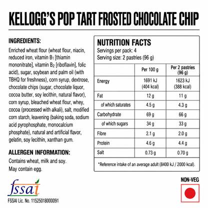 Kellogg's Pop Tart Frosted Chocolate Chip 384gm Imported From USA