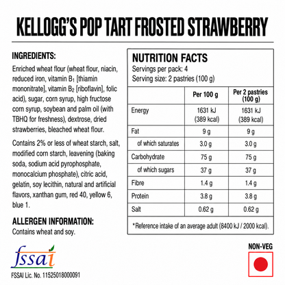 Kellogg's Pop Tart Frosted Strawberry 384gm Imported From USA